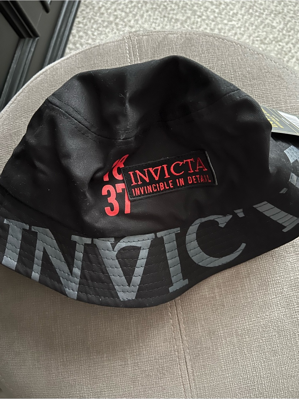 Invicta Kids Black Bucket Hat with Red Logo